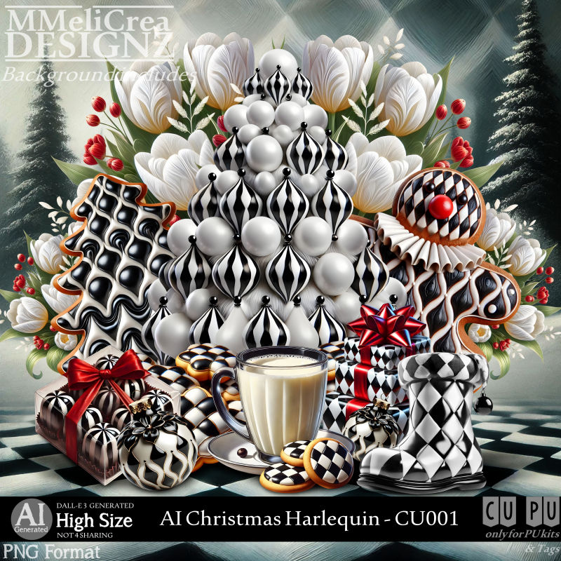 (image for) AI - Christmas Harlequin - CU001 (CU4PU/PNG/PACK)